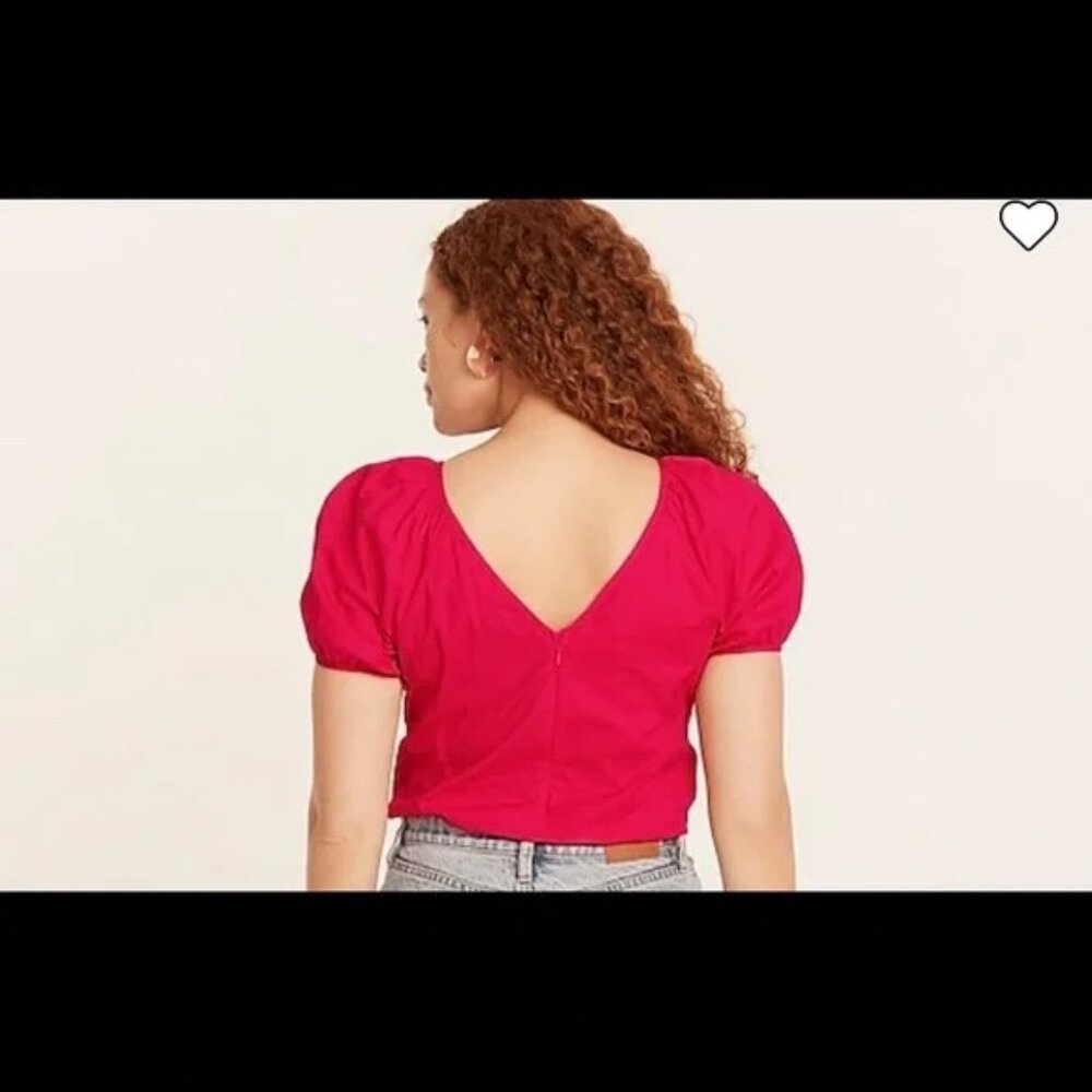 J.Crew V-back Puff-Sleeve Stretch Cotton Poplin Top | Black| Size 2 | NWOT - Picture 7 of 8